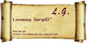 Lovassy Gergő névjegykártya