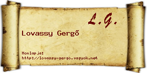 Lovassy Gergő névjegykártya